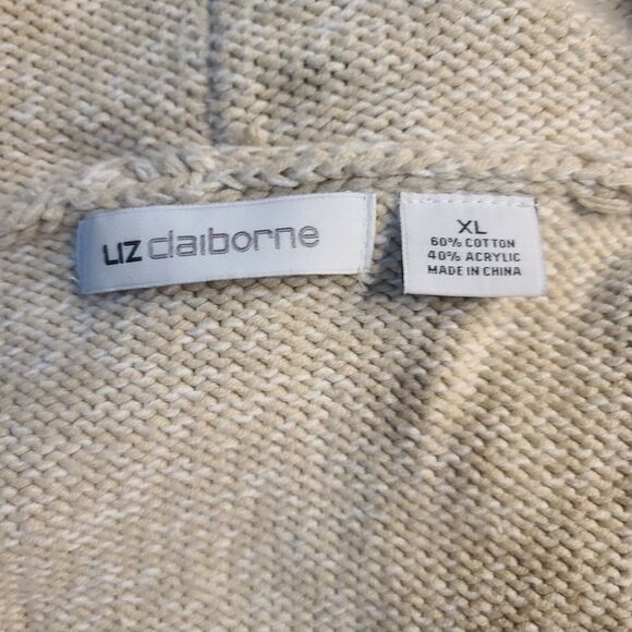 Liz Claiborne Womens Sweater Size XL Light Tan 1 Button Front Long Sleeve Collar - Picture 6 of 12